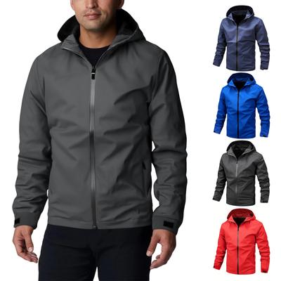 Men's Casual Solid-color Hooded Zipper Jacket, Men's Windproof Lightweight Jacket, Windbreaker