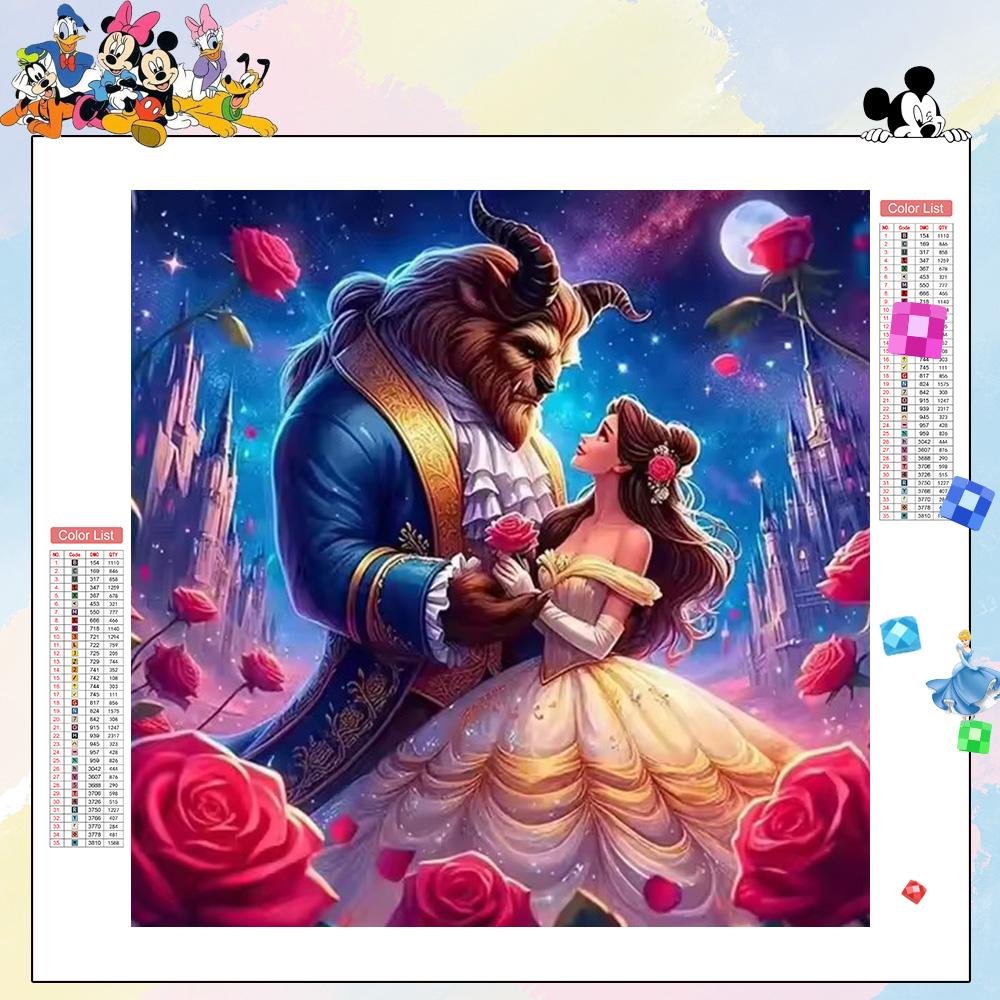 Diamond Mosaic Novelties 2026 Belle Princess Handmade Picture Rhinestones Beauty And The Beast Rose Flower Home Decor