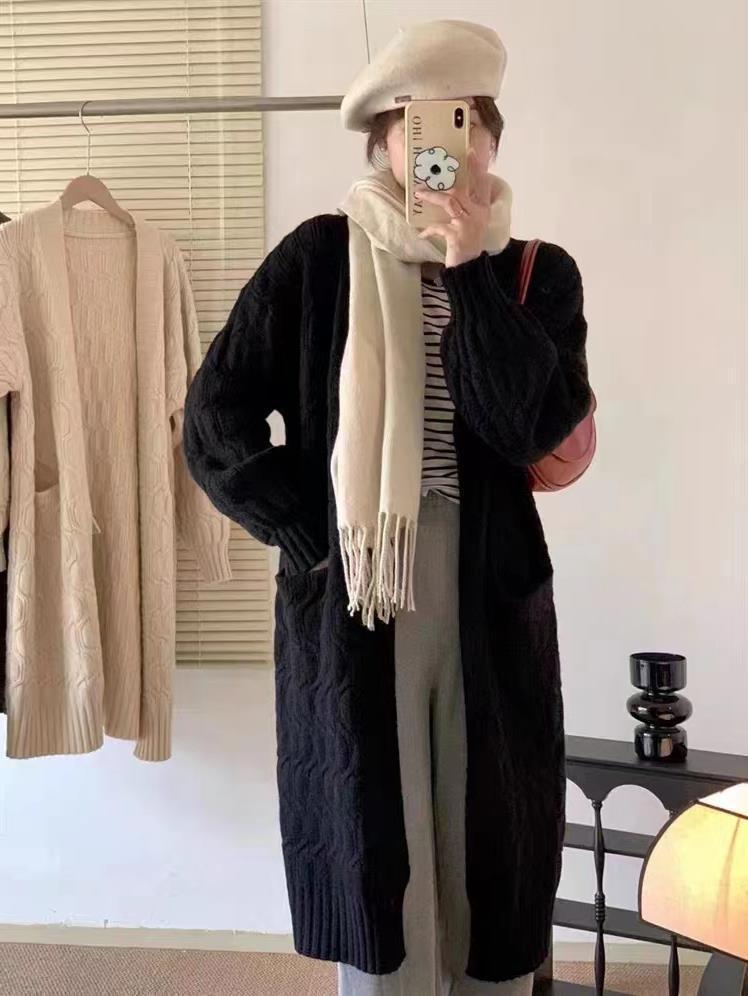 Women's Autumn Winter Retro Loose Wool Cardigan Coat