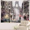 Black and White England Landmark Picnic Mat Hippie Trippy Tapestry Wall Art Meditation Decor for Bedroom Living Room Dorm, Red