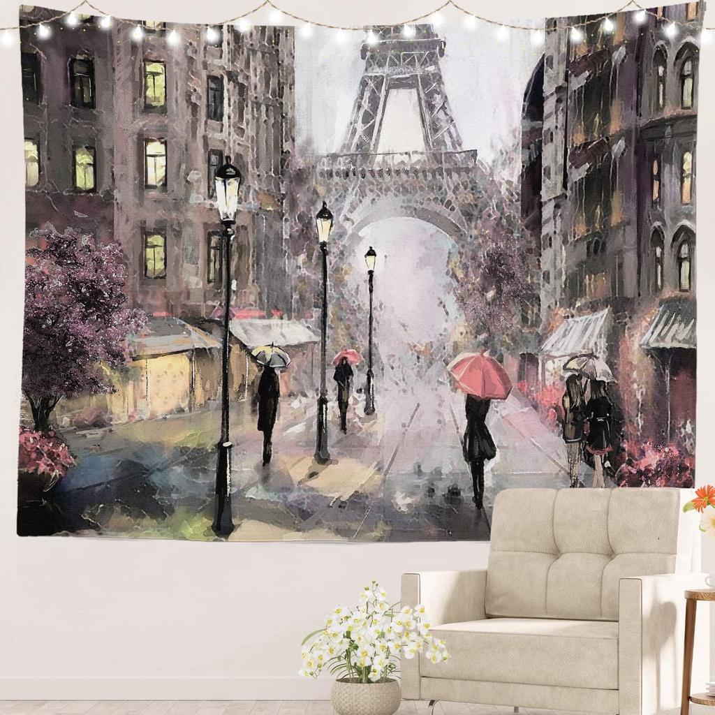 Black and White England Landmark Picnic Mat Hippie Trippy Tapestry Wall Art Meditation Decor for Bedroom Living Room Dorm, Red