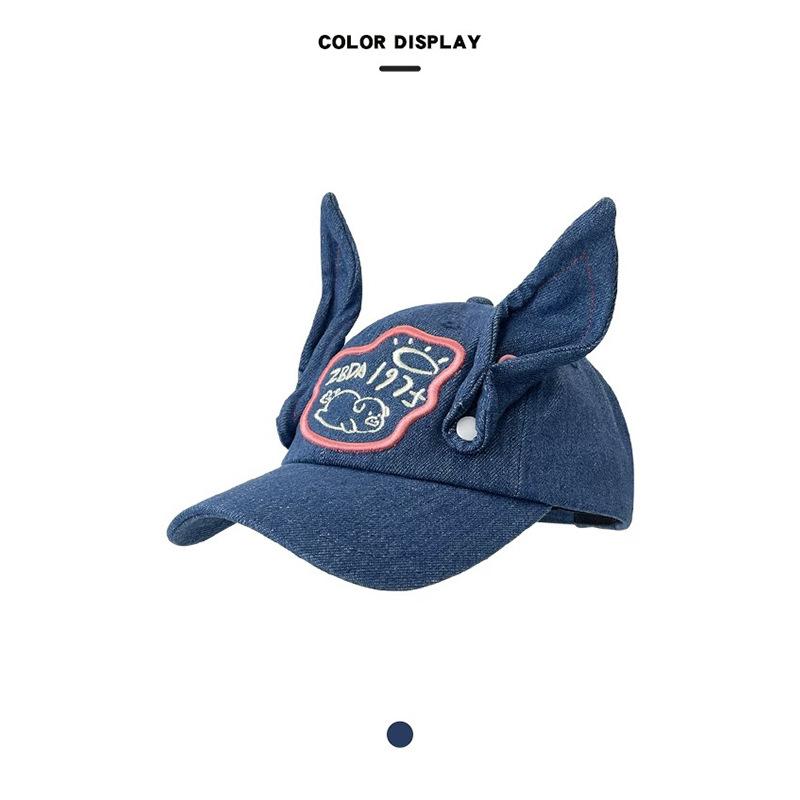 Baseball Cap for Women In Spring and Summer Embroidery Abi Cute Funny Three-dimensional Ears Cowboy Duckball Cap