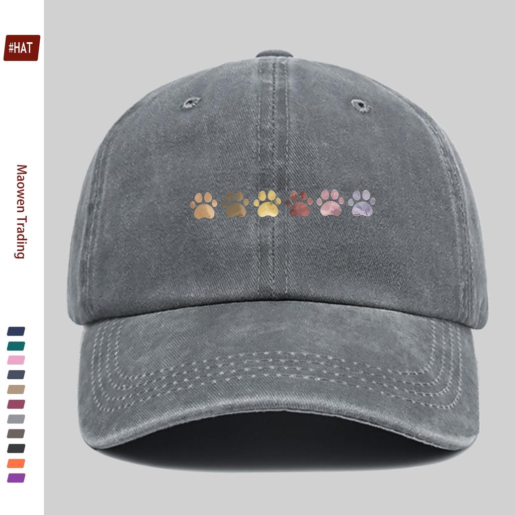 Pc Colorful Pet Paw Print Vintage Style Printed Baseball Cap Trucker Sun Hat Comfortable Lightweight Papa Hat Mom And Dad Beach
