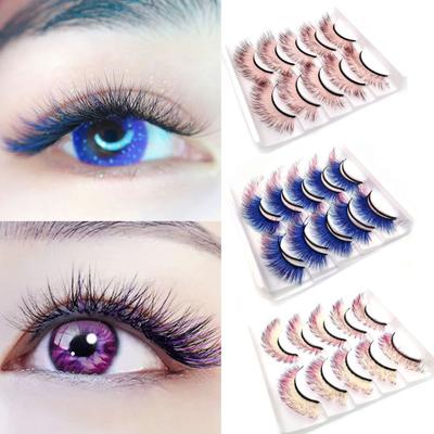 5 Pairs 3D False Eyelashes Realistic Comfortable To Wear Mini Fashionable Multicolor Makeup Extensions Eye Lashes for Ladies