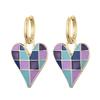 Colorful Love Heart Pendant Gold Color Stainless Steel Earrings For Women Jewelry Vintage Statement Enamel Round Hoop Earrings