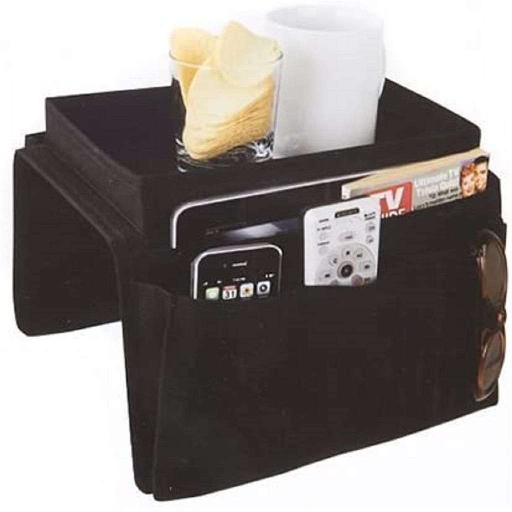 TV Remote Control Organizer Holder, Drapes Over Sofa Arm Quality Armrest Organizer-5 Pocket Organizer W/ Arm Rest Tray