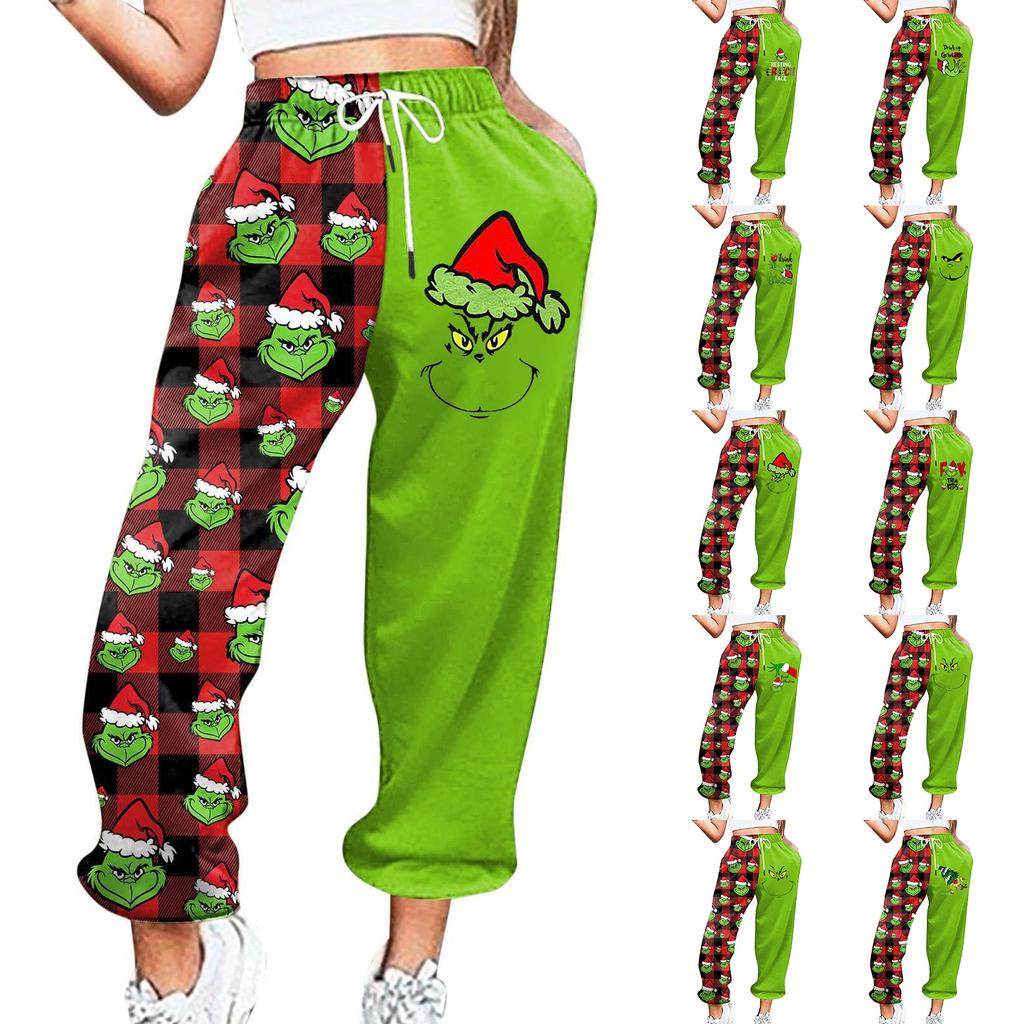 Women's Casual Fashion Christmas Printed Casual Sweatpants Elastic Waist Drawstring Pants