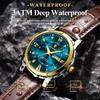 POEDAGAR Top Trendy Original Male Watches Waterproof Luminous Leather Fashion Man Watch Date Week Men's Quartz Wristwatch Reloj