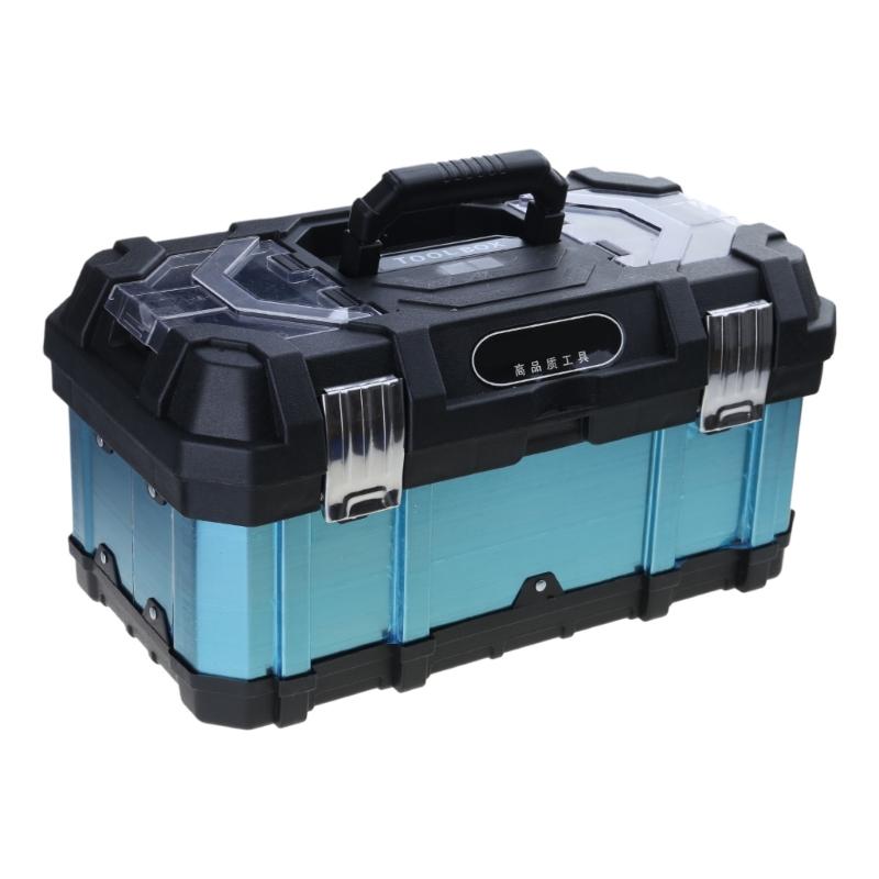 

Промышленная сумка для инструментов Чемодан Ящик для инструментов из нержавеющей стали Большой емкости Ящик для инструментов Портативный Электрик Аппаратный ящик для хранения 19 inches
