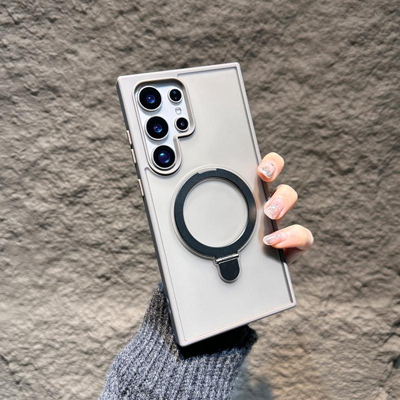 

Металлическое кольцо-подставка, вращающийся чехол Magsafe для Samsung Galaxy S24 S23 FE S22 S24 Ultra S25 Plus, магнитный матовый чехол-держатель For Samsung S24Ultra