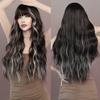Professional  Loose Long Body Wavy Orange Wig for Women Daily Use Fashion Synthetic LightOrange Curly Hair Wigs with Bangs High Density 28Inch