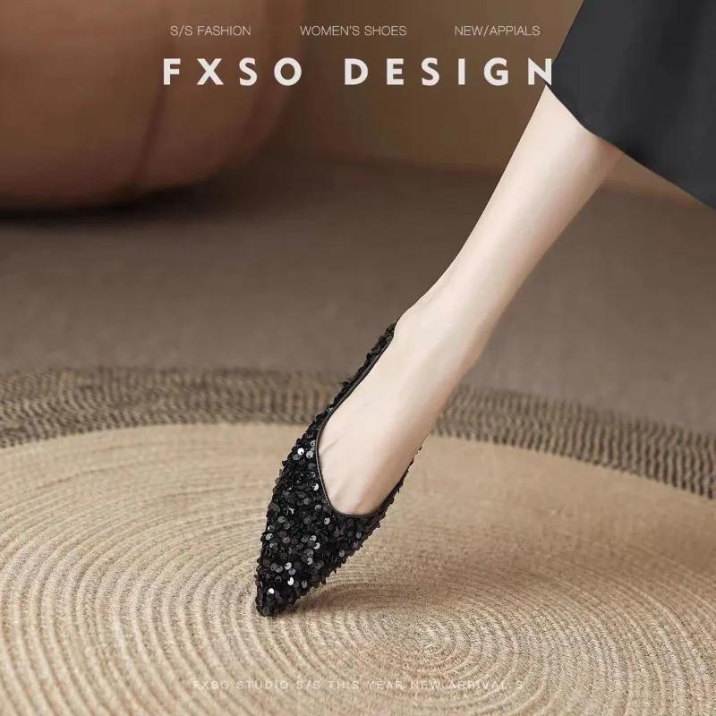 Fashion Women's Flats Casual Shoes Slip-on Loafers Pointed Toe Casual Low Heels Comfortable Bling Barefoot Trendyol Woman Spring Summer