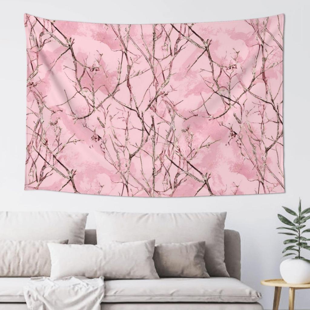 Wall Hanging for Living Room Pink Leaves Camo Tapestrys Home Decor Soft Aesthetic Tapestries Hanging Decor Blanket Wall Tapestry