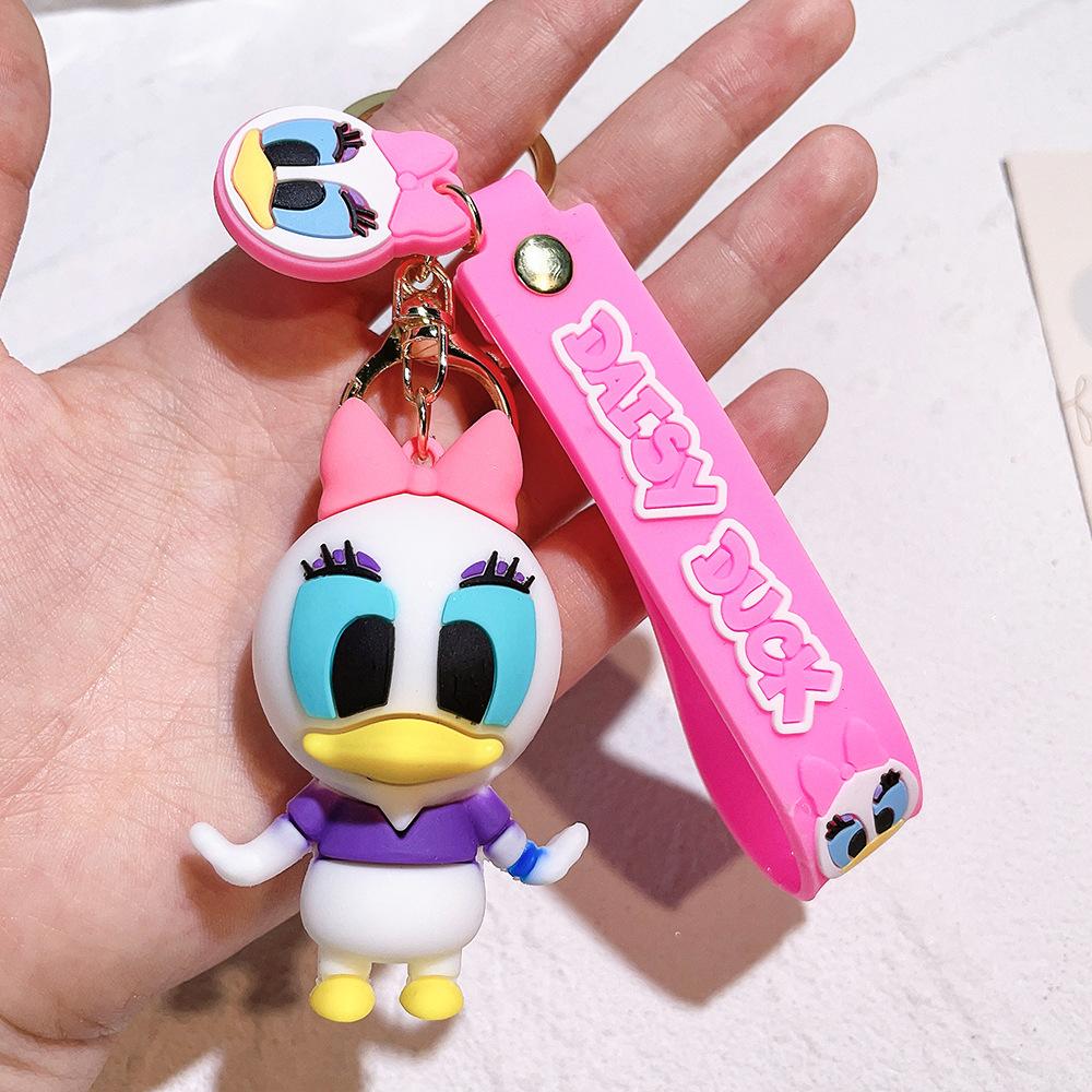 Creativity Cartoon Anime Keychain Stitch Donald Duck Minnie Mickey Pooh Bear Car Pendant Children Backpack Decoration Gift