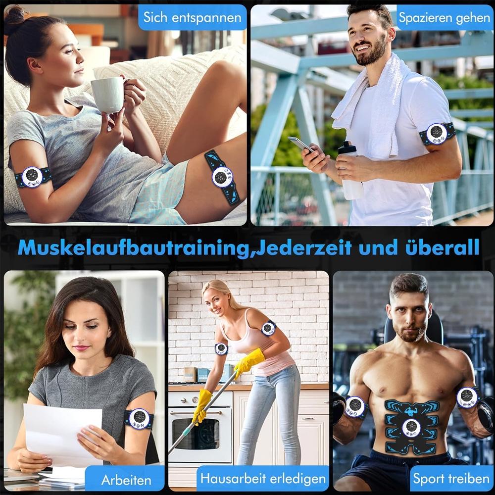 EMS Abdominal Pad, 8-Pack Abs Muscle Stimulator, USB Rechargeable Full-Body Toning Device for Home Use
