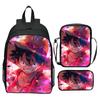 Set Zaino 3 Pezzi Stampato One Piece Cartone Animato Pirata Blu Marinaio Zaino Scuola Elementare Grande Capacità Resistente all'Acqua Zaino per Bambini