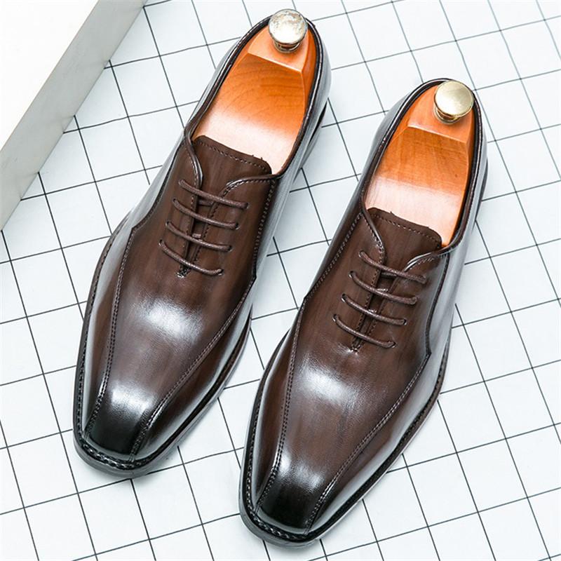 

новая деловая оксфордская обувь для джентльменов Новая мужская кожаная обувь на шнуровке для мужчин Дизайнерская формальная обувь для свадьбы, выпускного бала, вечера встречи выпускников 38