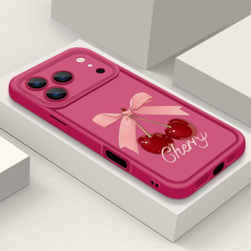 Soft TPU Phone Case For iPhone 17 Pro 15 16 Pro Max 14 13 Pro Max 16e 17e Shockproof Pink Bow Pattern Silicone Protect Cover