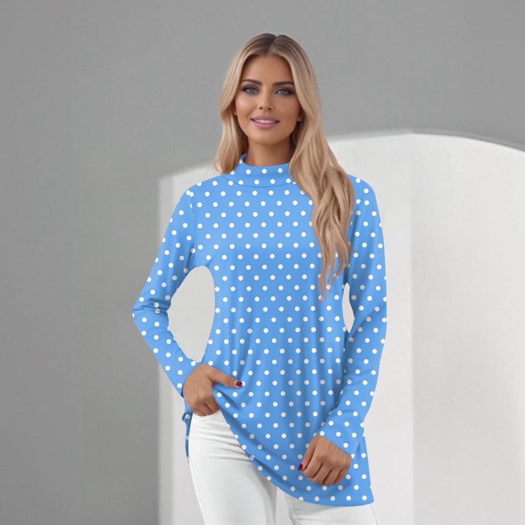 Women's Daily Casual Long Sleeve Mid Collar Top