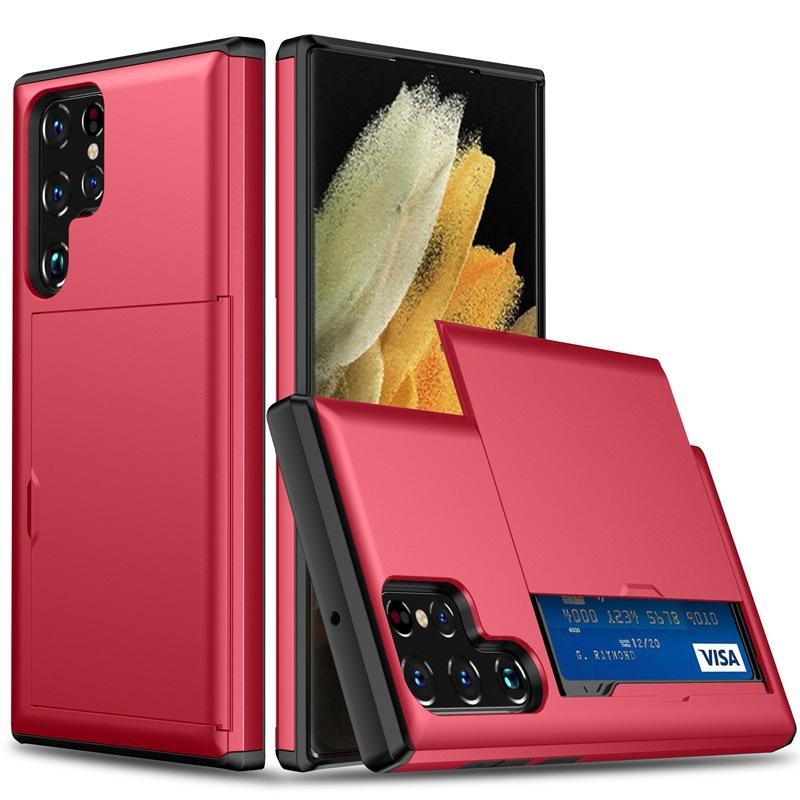 Applicable To Samsung S26Ultra Slider Card Mobile Phone Case s25FE Card Slot A17 Two-in-one Anti-drop Protective Case Pc