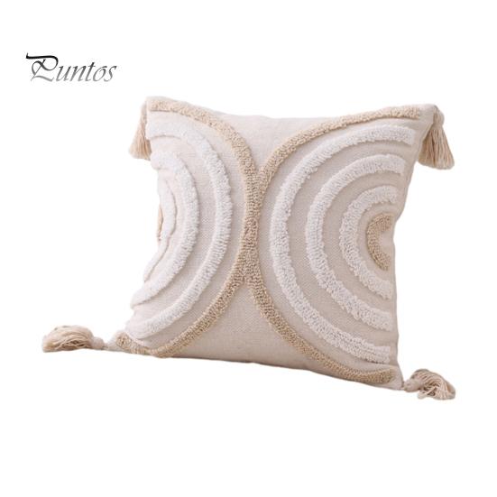 Bay Window Cushion Cover Bohemian Geometric Tufted Throw Pillow with Tassels Case Decorative Boho for Home Farmhouse Sofa Couch Bedroom