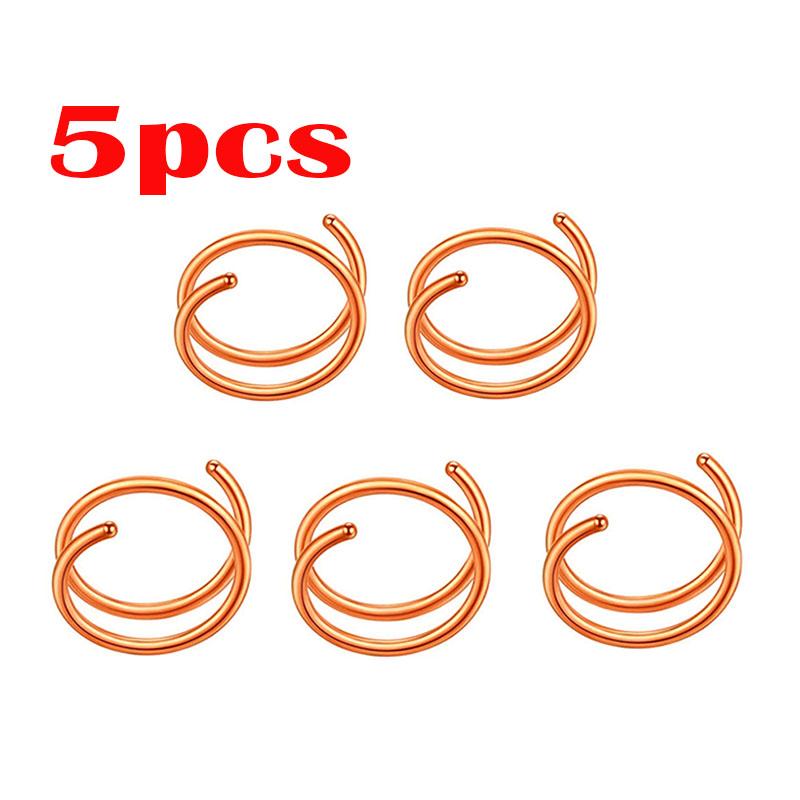 5/1pcs Stainless Steel Double Nose Hoop Ring Silver Color Spiral Nose Hoop Set for Women Men Nostril Piercing Jewelry