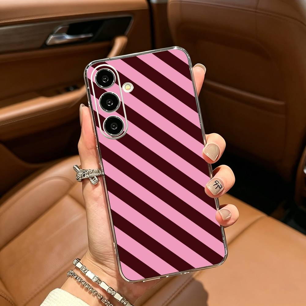 Burgundy White Stripe Clear Phone Case for Samsung Galaxy A71, A70, A52, A51, A40, A30