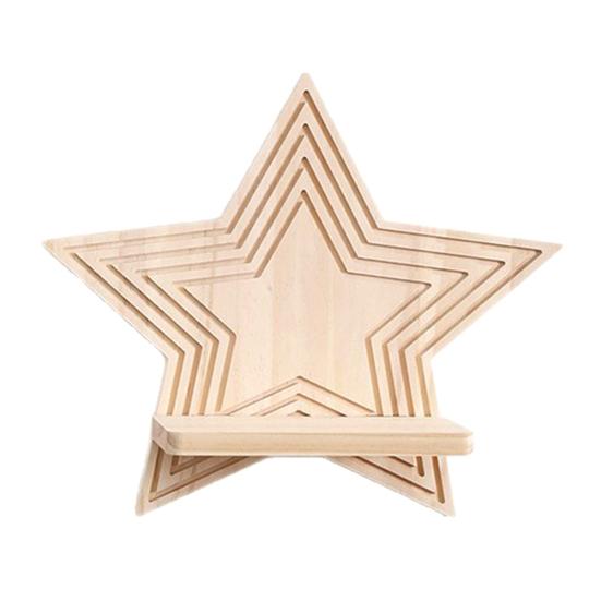 Moon Star Wall Shelf Boho Wooden Floating Wall Shelves Wall Mounted Plant Holder for Living Room Bedroom Modern Home Decor