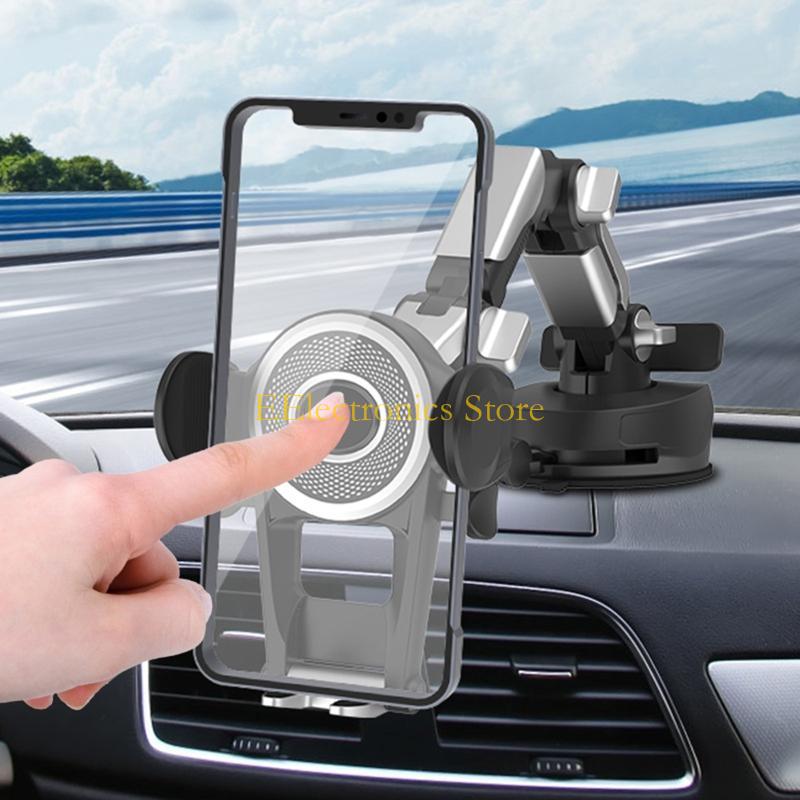 B03C Universal Car Cell-Phone Mount Cradles Extendable Holder Powerful Clamps Sucker Cup Bracket Arm for Auto Center Console