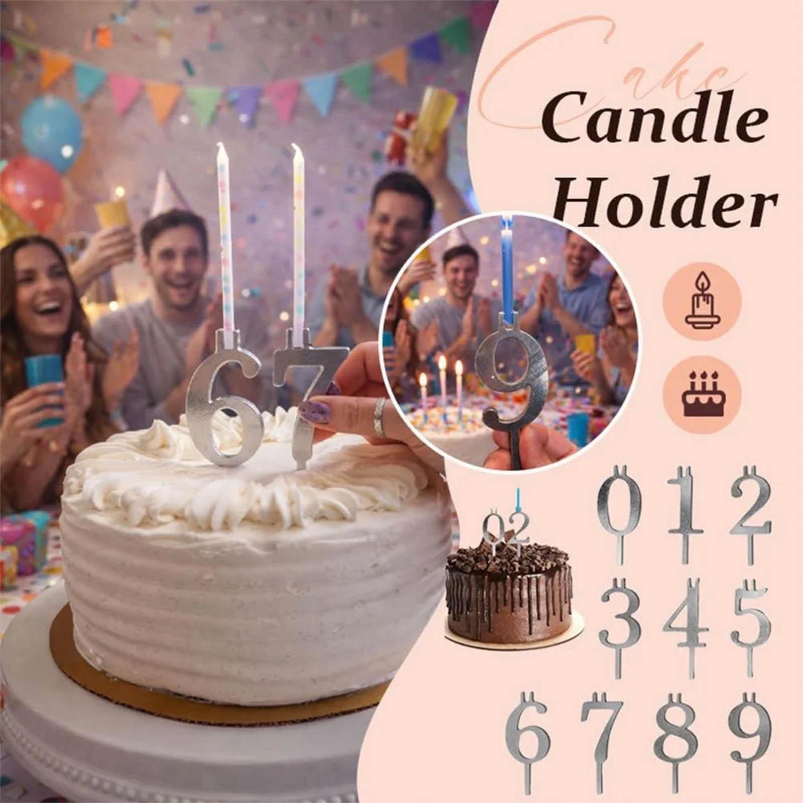 

Numbered Aluminum Birthday Cake Candle Holder Set One Size