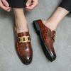 Fashion 2024 Italian Mens Slippers Leather Muller Shoes Men Loafers Outdoor Non-slip Black Casual Half Slipper Men Fashion Footwear Man