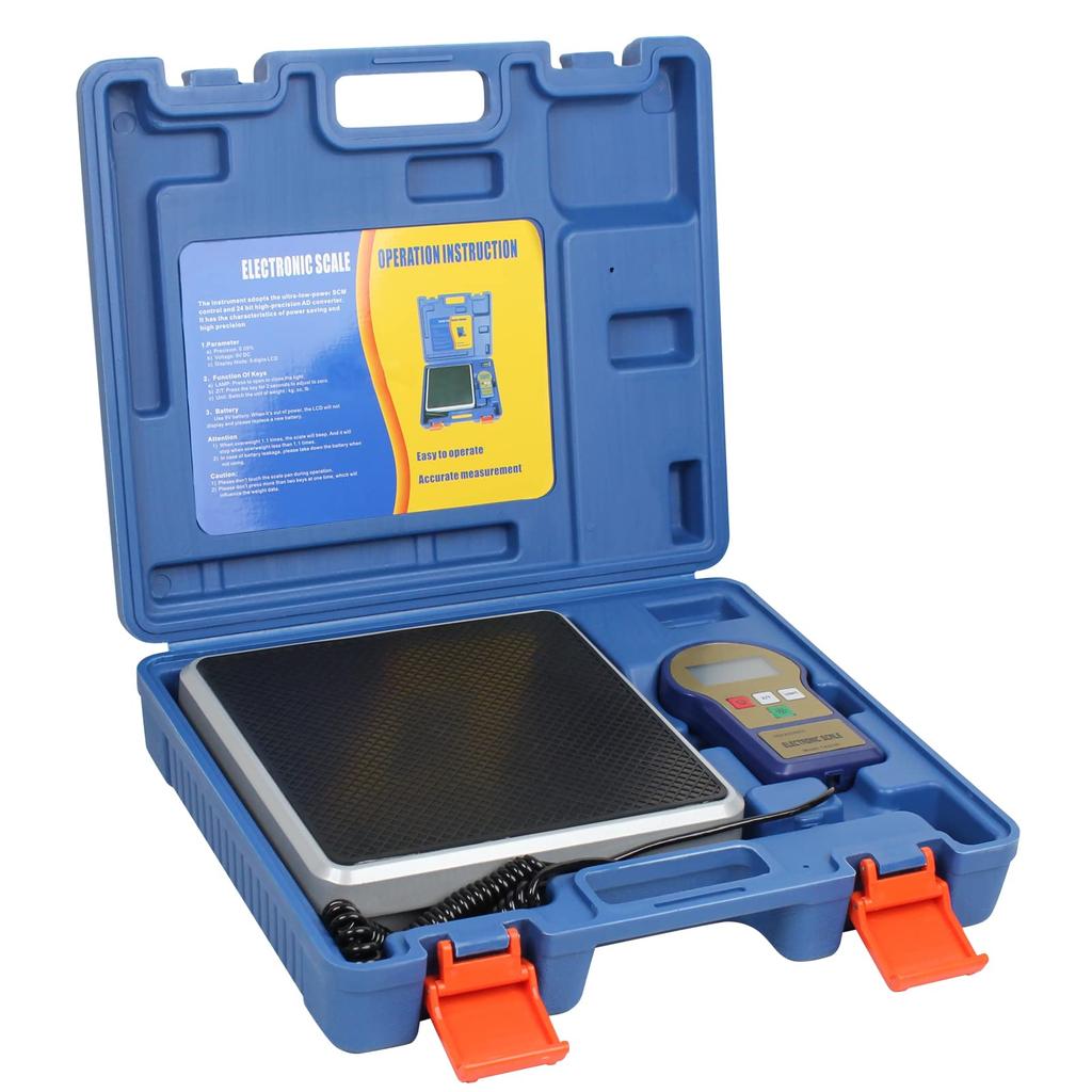 BACOENG Digital Charging Scale Refrigerant 100kg Charging Capacity with Auto Portable Case and Refrigerant Recovery for Auto AC - Scale, Shutoff,