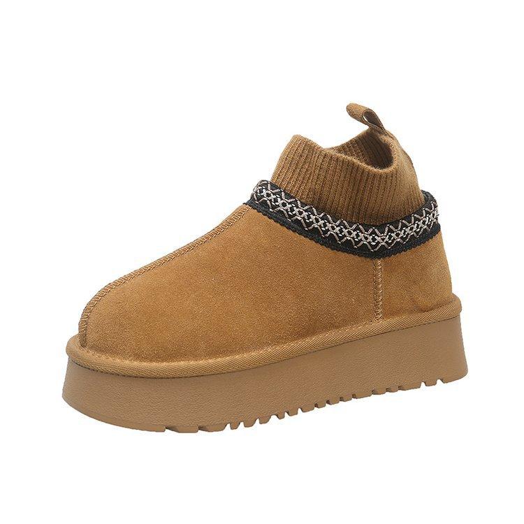 Autumn and winter new snow boots women's 2025 new thick-soled velvet thickened one-pedal casual knitted short boots women