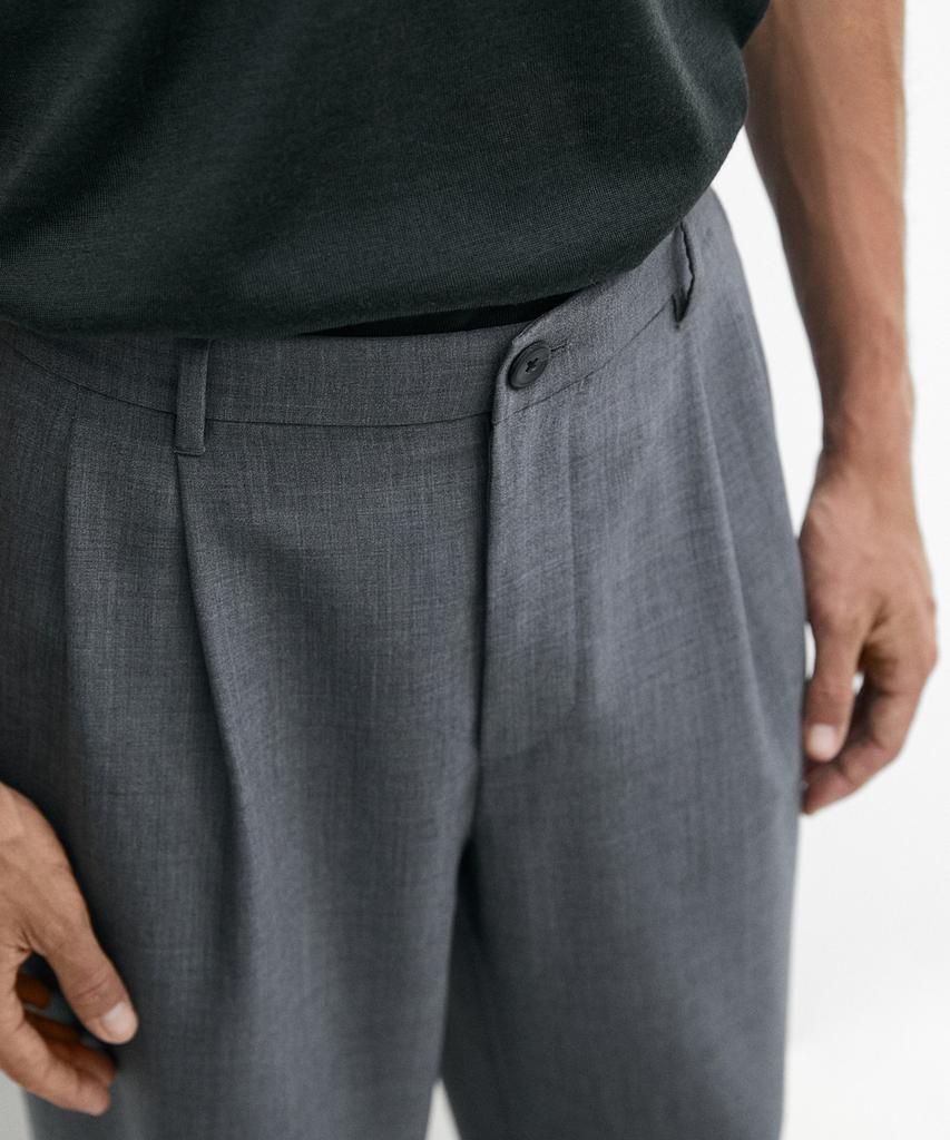 Masimodutti Relaxed Fit Pintuck Cool Wool Pants