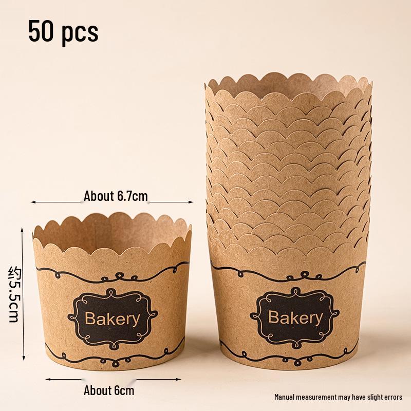 50 Hochtemperatur-Beständige Kraftpapier Muffin- & Chiffon-Kuchenförmchen - Lebensmittelqualität, Einweg, Runde Backförmchen