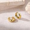 Gold Silver Color Simple Women Round Stainless Steel Earrings Fashion Classic Texture Ear Buckle Female Daily Jewelry