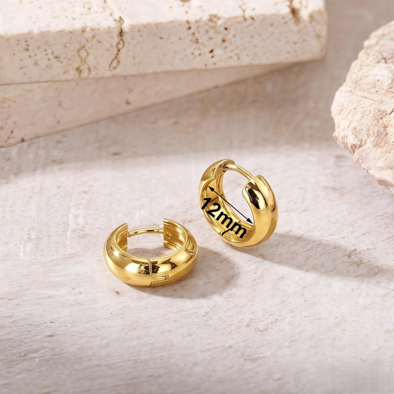 Gold Silver Color Simple Women Round Stainless Steel Earrings Fashion Classic Texture Ear Buckle Female Daily Jewelry