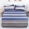1pc 100% Cotton Fitted Sheet Stripe Style Skin-friendly Bed Cover with Elastic Band Single/queen/king Size (without Pillowcases)