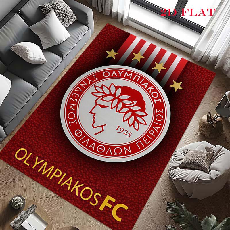 Tappeto Olympiacos F.C. per Soggiorno Camera da Letto Casa Decorazione Divano, Tappetino Antiscivolo per Giochi Bambini