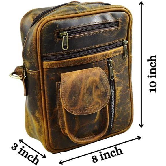 Handmade Vintage Genuine Buff Sling Cross-body Messenger Shoulder Bag for Men and Women