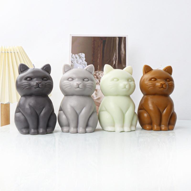 3D Fat Cat Shaped Candle Silicone Mold for DIY Hand-made Candle Ornaments Mould Handicrafts Making Tool Baking Mold