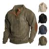 Männer Herbst Winter Casual Pullover Tops Stehkragen Tasten Halbe Knopfleiste Langarm Patchwork Farbe Sweatshirt