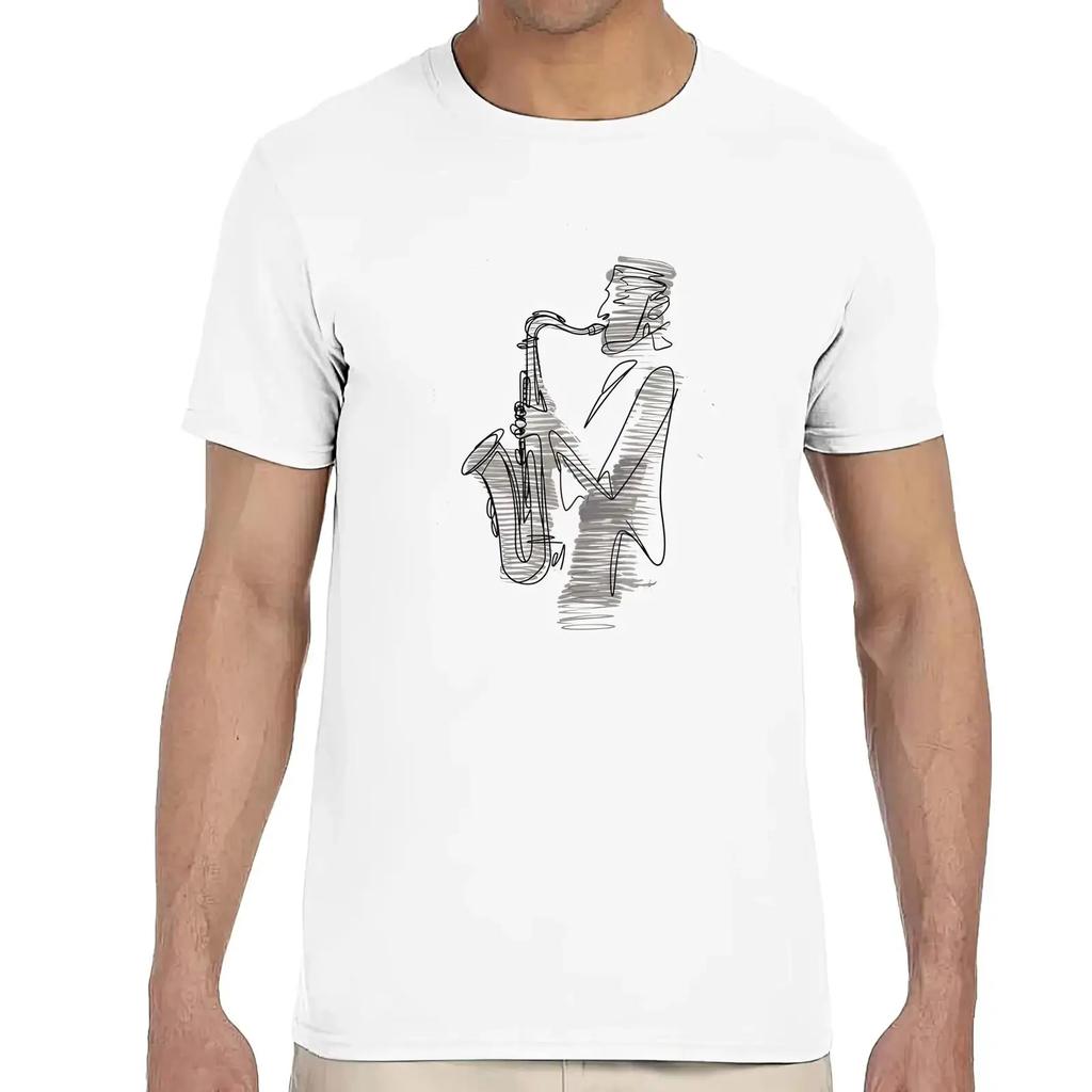 Saxophone Player T Shirt Music Lover Vintage Graphic Top For Everyday Wear Stretched Breathable Slightly