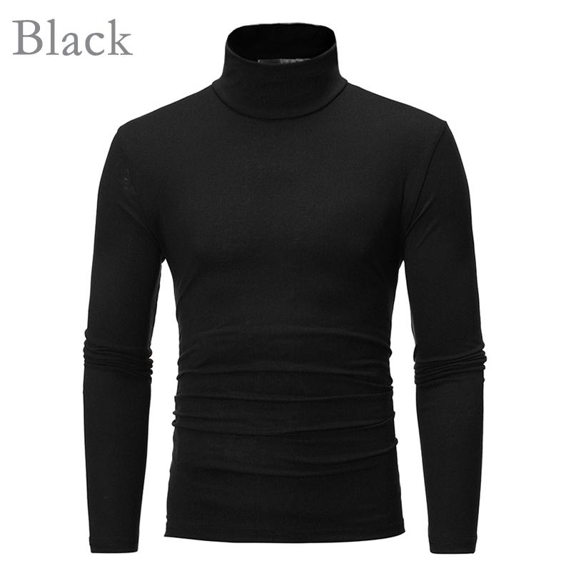 Menn Høst Pullovers Langermet Turtleneck T-skjorter Solid Basic Winter Fashion Topp