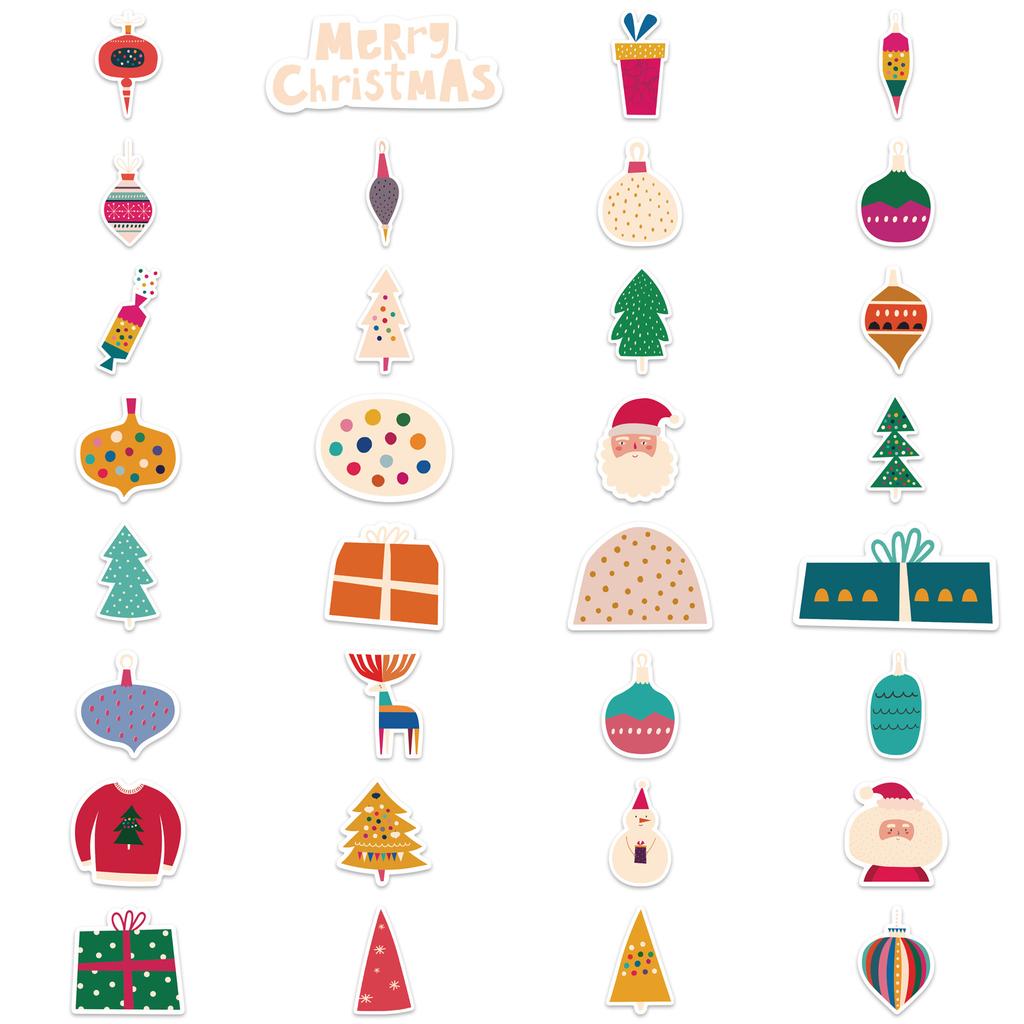 64 Cartoon Christmas Decorations Doodle Stickers Decorate Suitcase Pen Guitar Notebook Waterproof Explosive