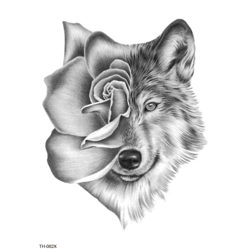 Tatuaggi Adesivi Tigre Leone Lupo Stile Pittura ad Acqua Arte Corporea Animale Unisex