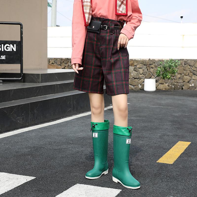 Fashion Rain Boots Women's Four Seasons Fashion Outdoor Mid-tube Waterproof Non-slip Rubber Shoes Fashion Rain Boots Garden Galoshes