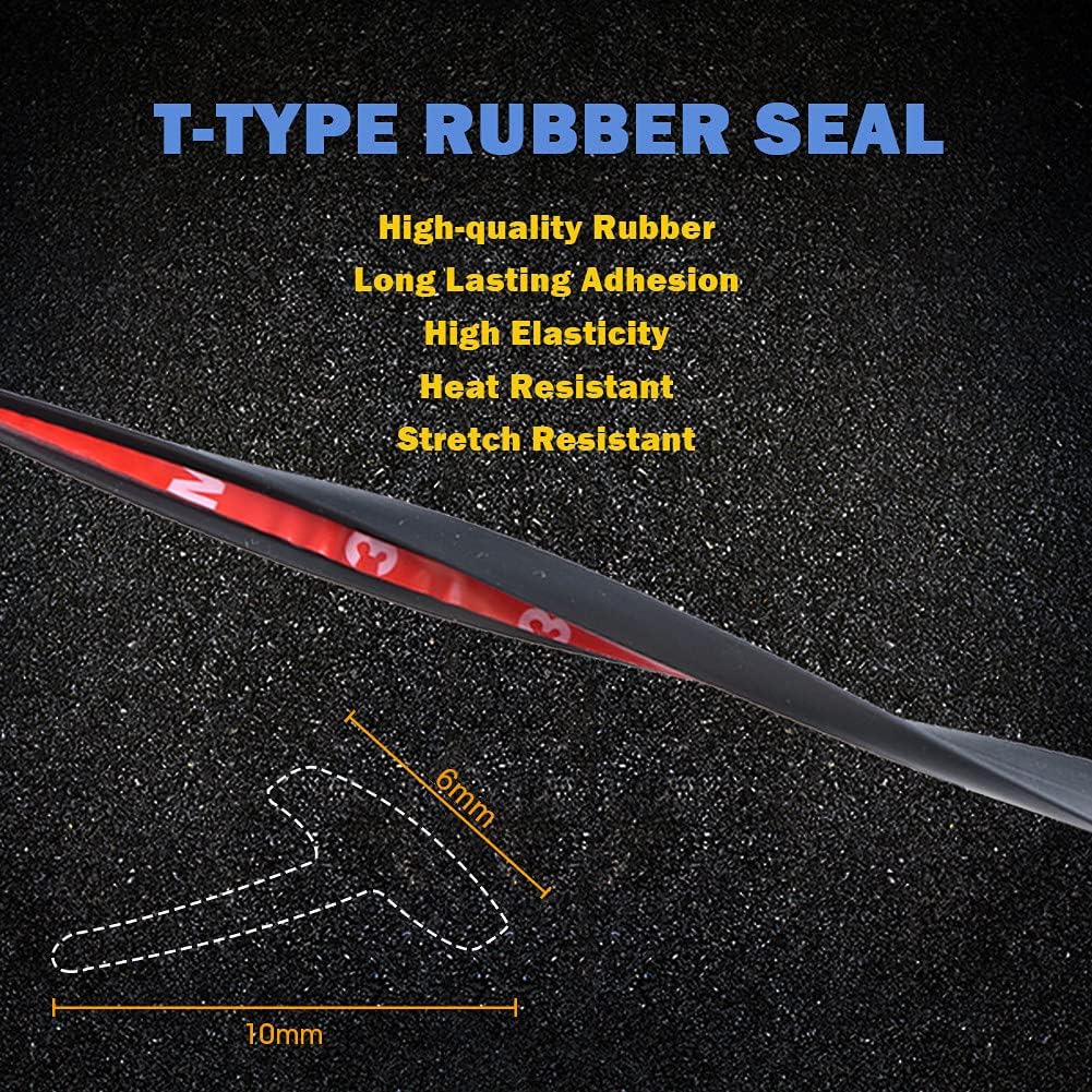 5M/16.5Ft Universal Self Adhesive Auto Rubber Weather Draft Seal Strip, Car Windshield Edge Moulding Sealing Strip Soundproof T-Type Rubber Edge
