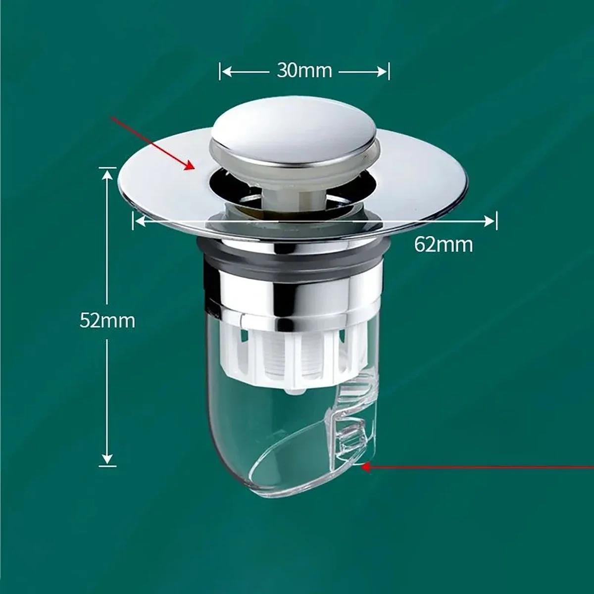 

Сетчатый слив для раковины с поп-ап механизмом – Универсальная ловушка для волос для умывальника, кухни, ванны и душа, инструмент для легкой очистки пробки серебряный