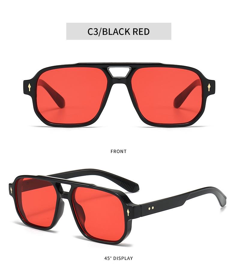 New European and American Retro Double-Beam Men's Square Sunglasses - Fashionable for Driving and Business